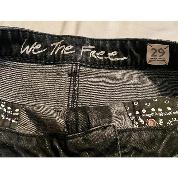 Women's Black We The Free Denim Skirt Size 29 Fringe - Picture 6 of 9